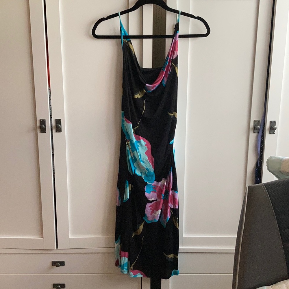 Guess Flower Print Cowl Neck Dress